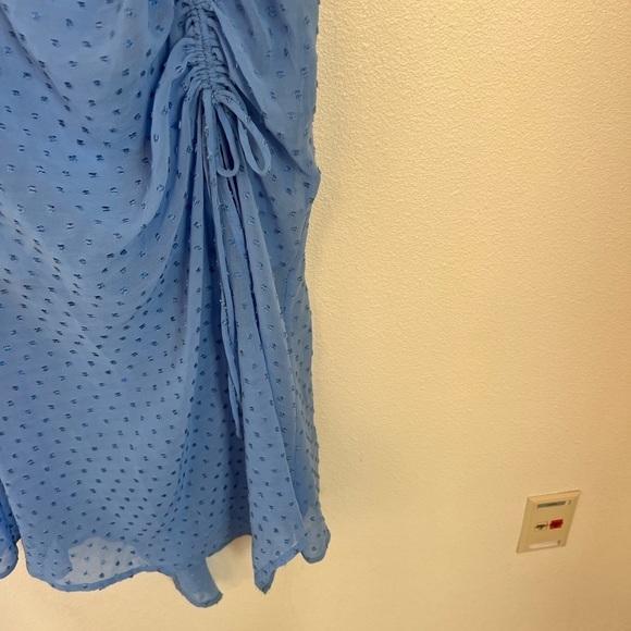 NWT NBD Swissdot Ruched Side Andre Ruched Midi Dress in Blue - Picture 7 of 9